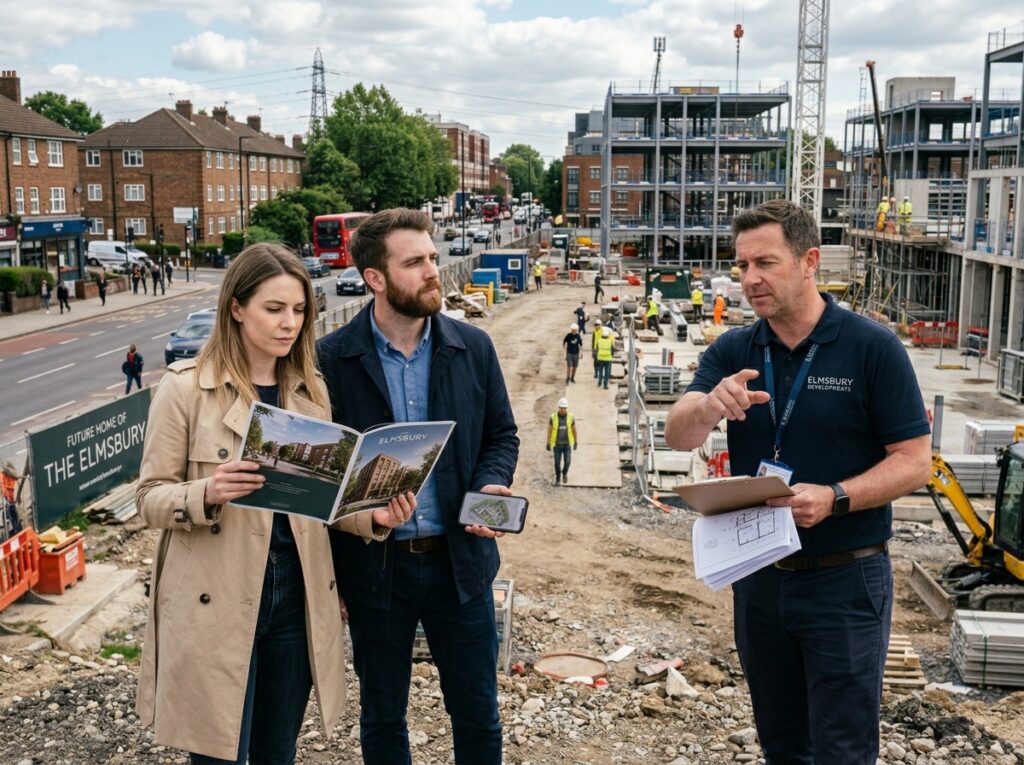 Habitation Oracle real estate consultant explaining project layouts to clients during a mandatory site visit in West Pune.